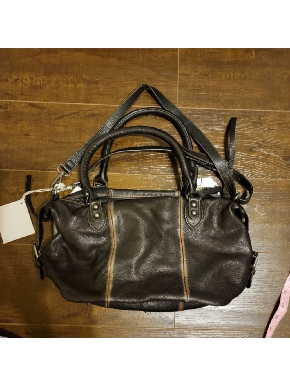 Free People Baby Emerson Tote Bag Black Leather Boho Chic Hippie Contemporary - Picture 3 of 7